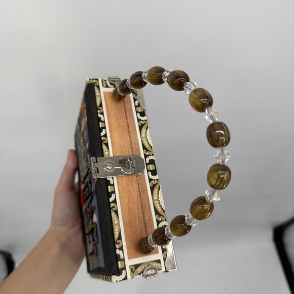 NYC Cigar Box Novelty Purse Bag Beaded Skyline Funky Style - Picture 3 of 12